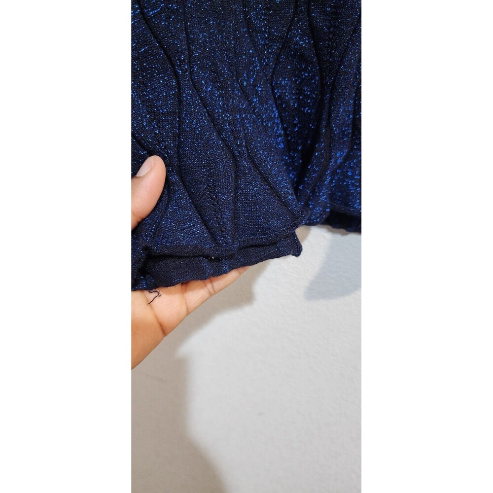 Venus Tunic Jumper Size L Electric Blue Glittery Turtle Neck Stretchy Sweater - Picture 8 of 12